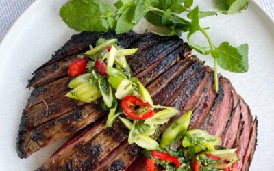 Asian Flank Steak w Spicy Mint Salsa