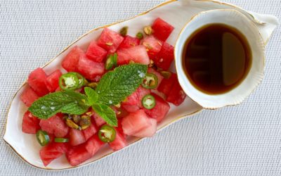 Watermelon Salad w Serrano Peppers and Mint