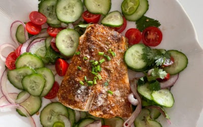 Baja Roasted Halibut with Cucumber Salad