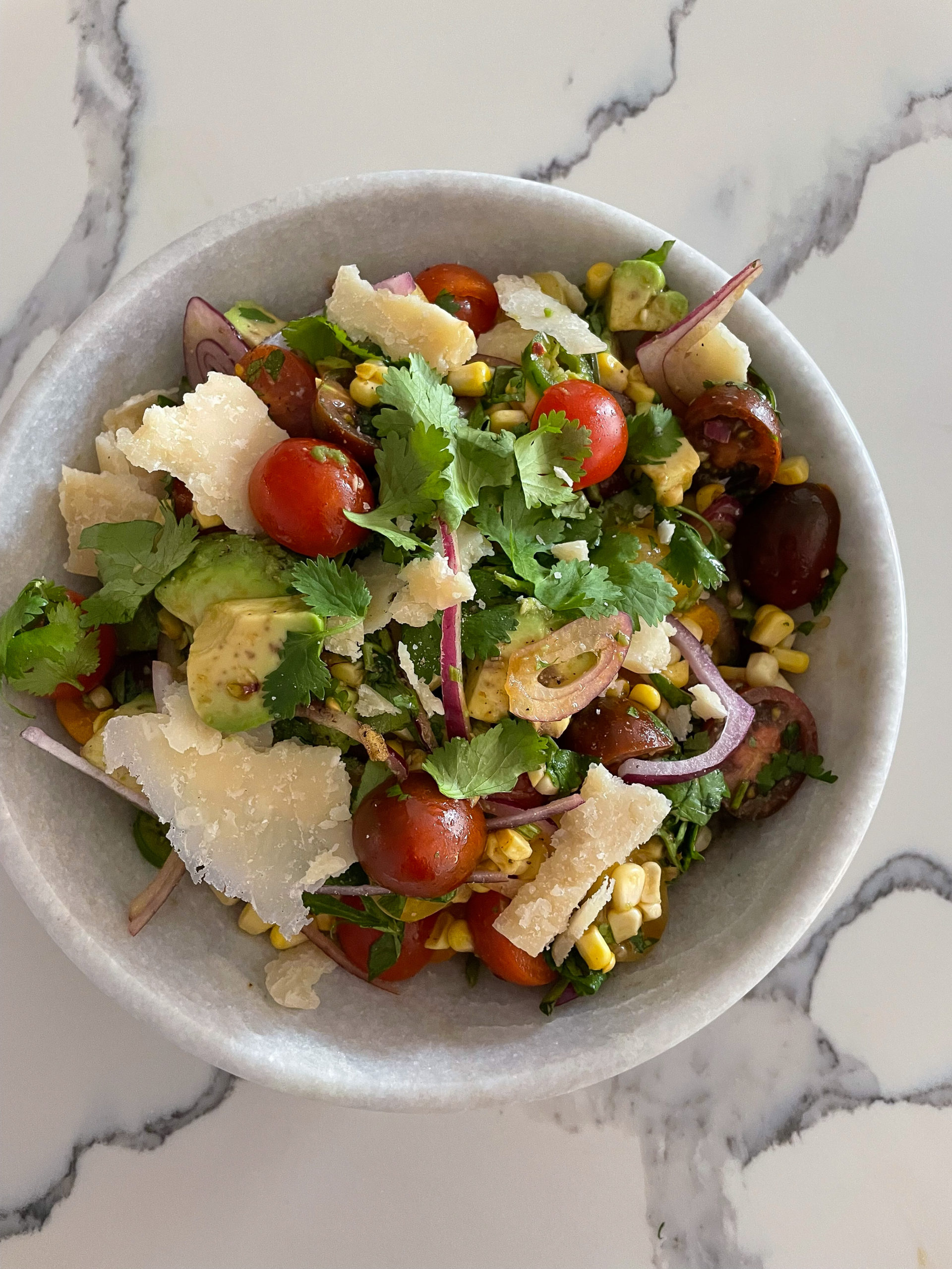 Corn & Avocado Salad w Orange Balsamic Dressing